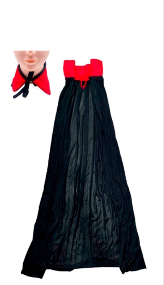 Capa negra cuello rojo